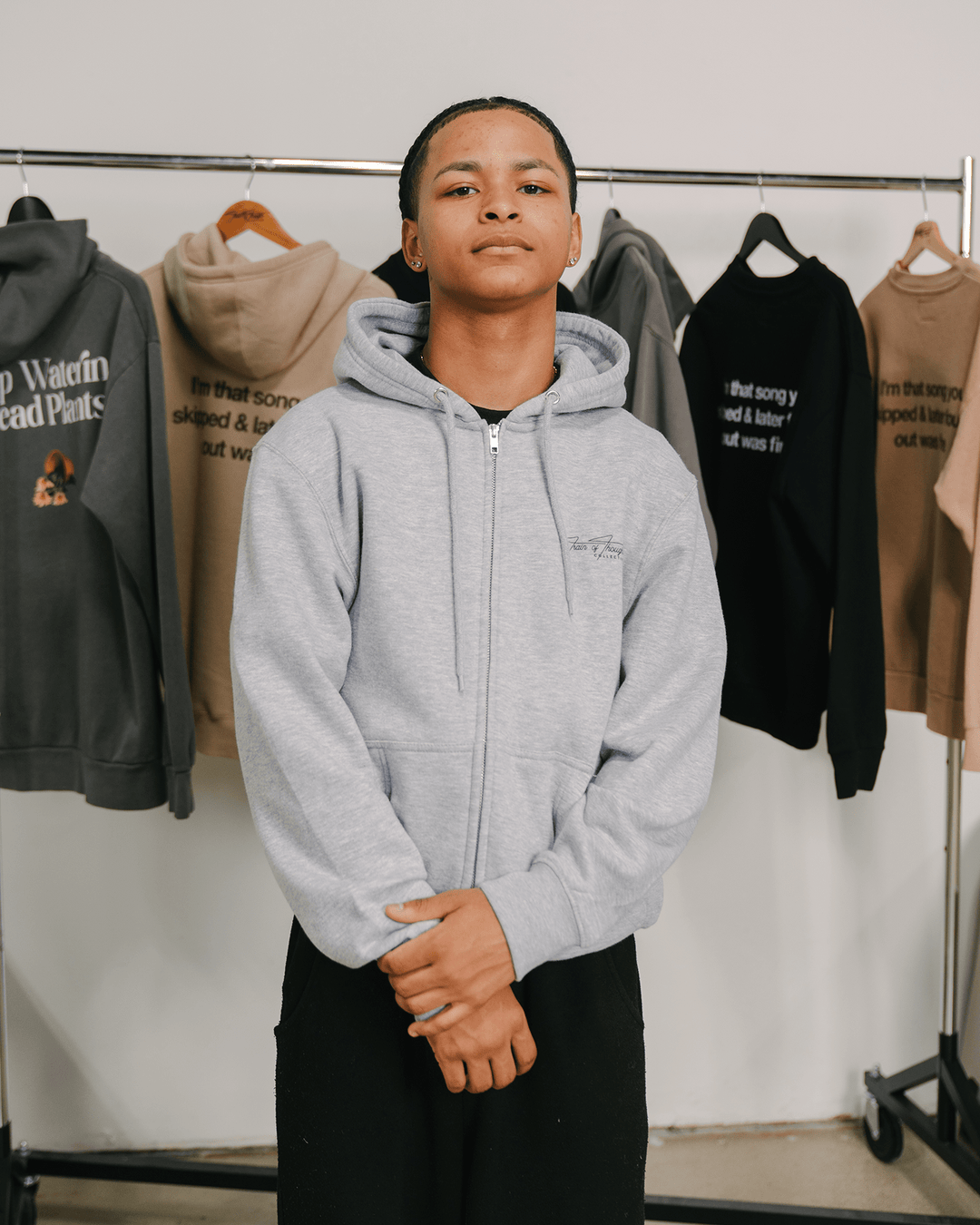 Don't Skip Heather Grey Full Zip Hoodie - trainofthoughtcollective