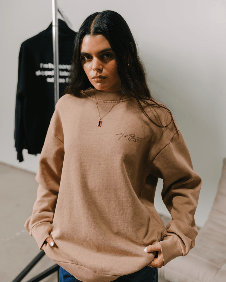 Don't Skip Mushroom Crewneck Sweatshirt - trainofthoughtcollective