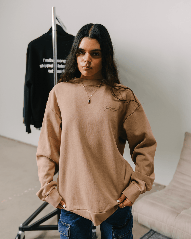 Don't Skip Mushroom Crewneck Sweatshirt - trainofthoughtcollective