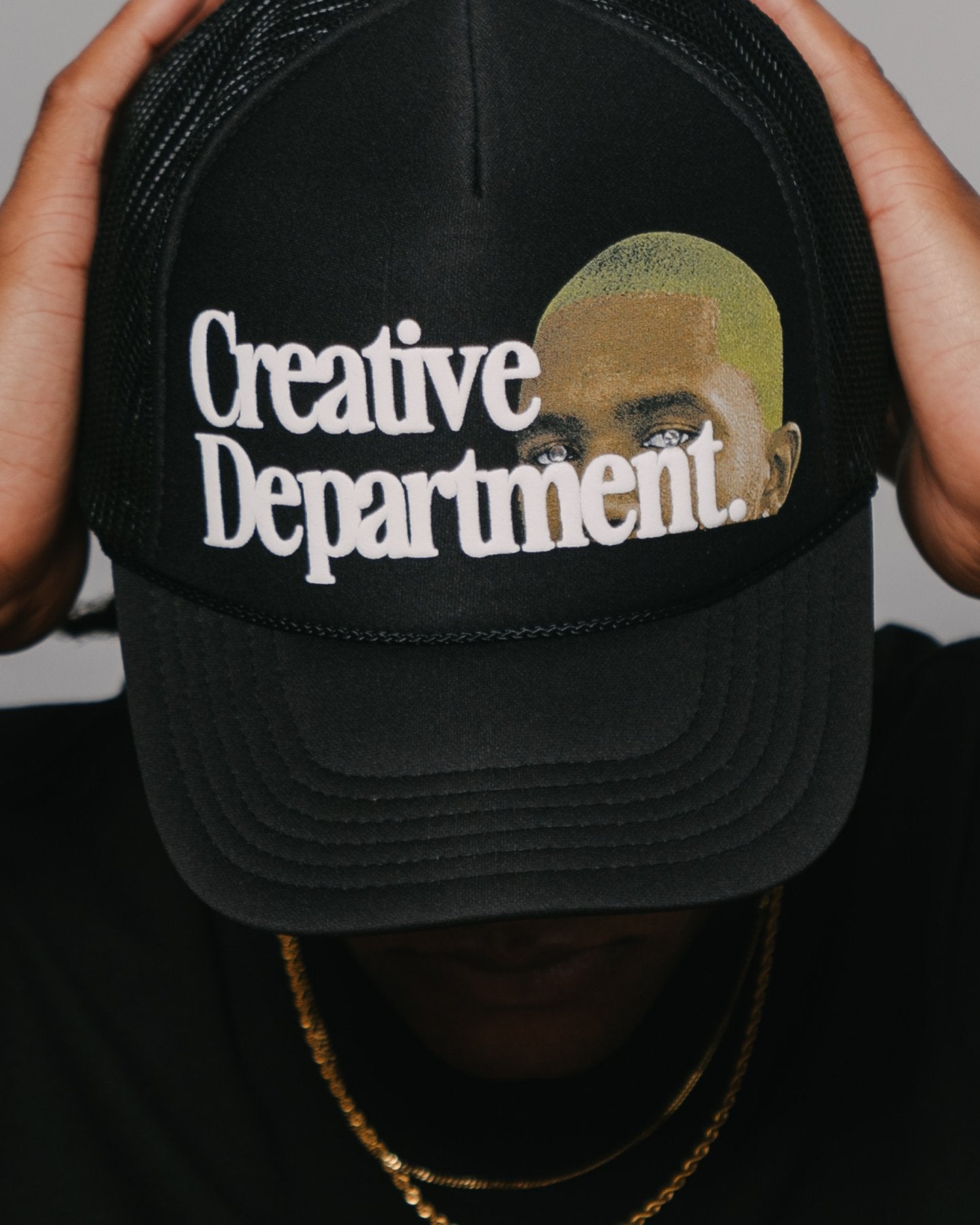 Frank Ocean Gem Dept. Black Trucker Hat - trainofthoughtcollective