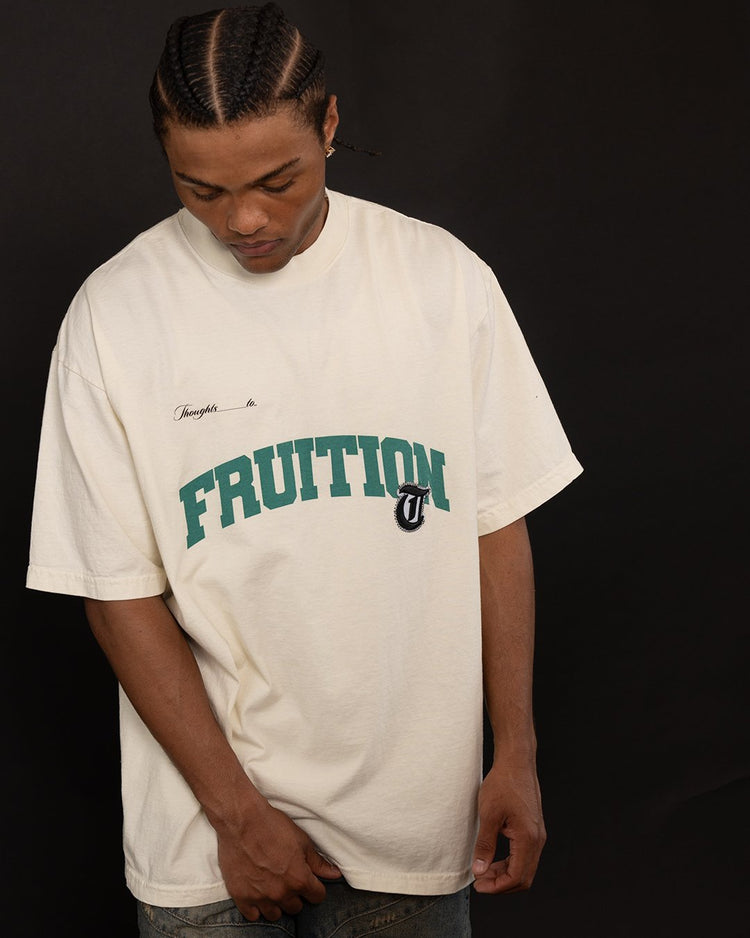 Fruition Applique Oversized Cream Tee - trainofthoughtcollective