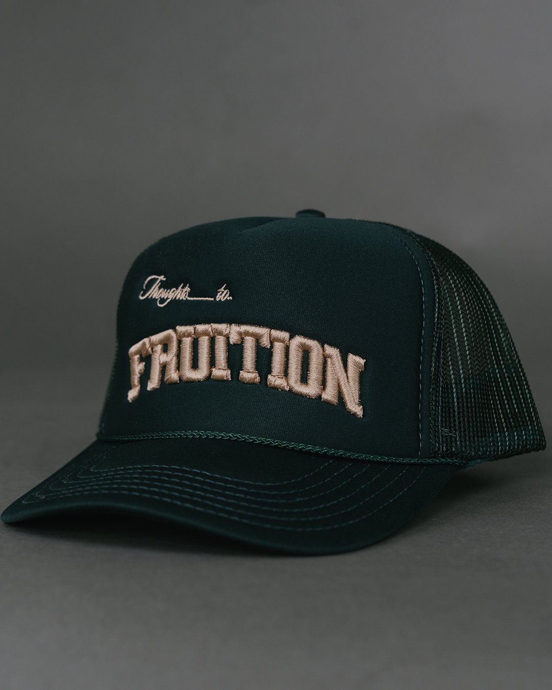 Fruition Dark Green 5 Panel Trucker Hat - trainofthoughtcollective