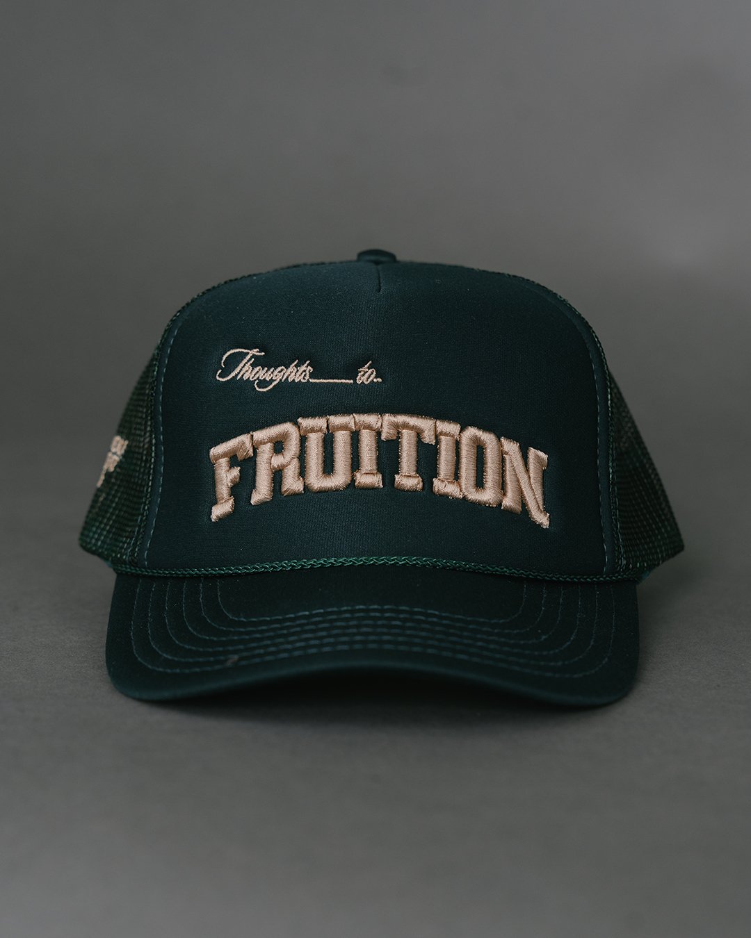 Fruition Dark Green 5 Panel Trucker Hat - trainofthoughtcollective