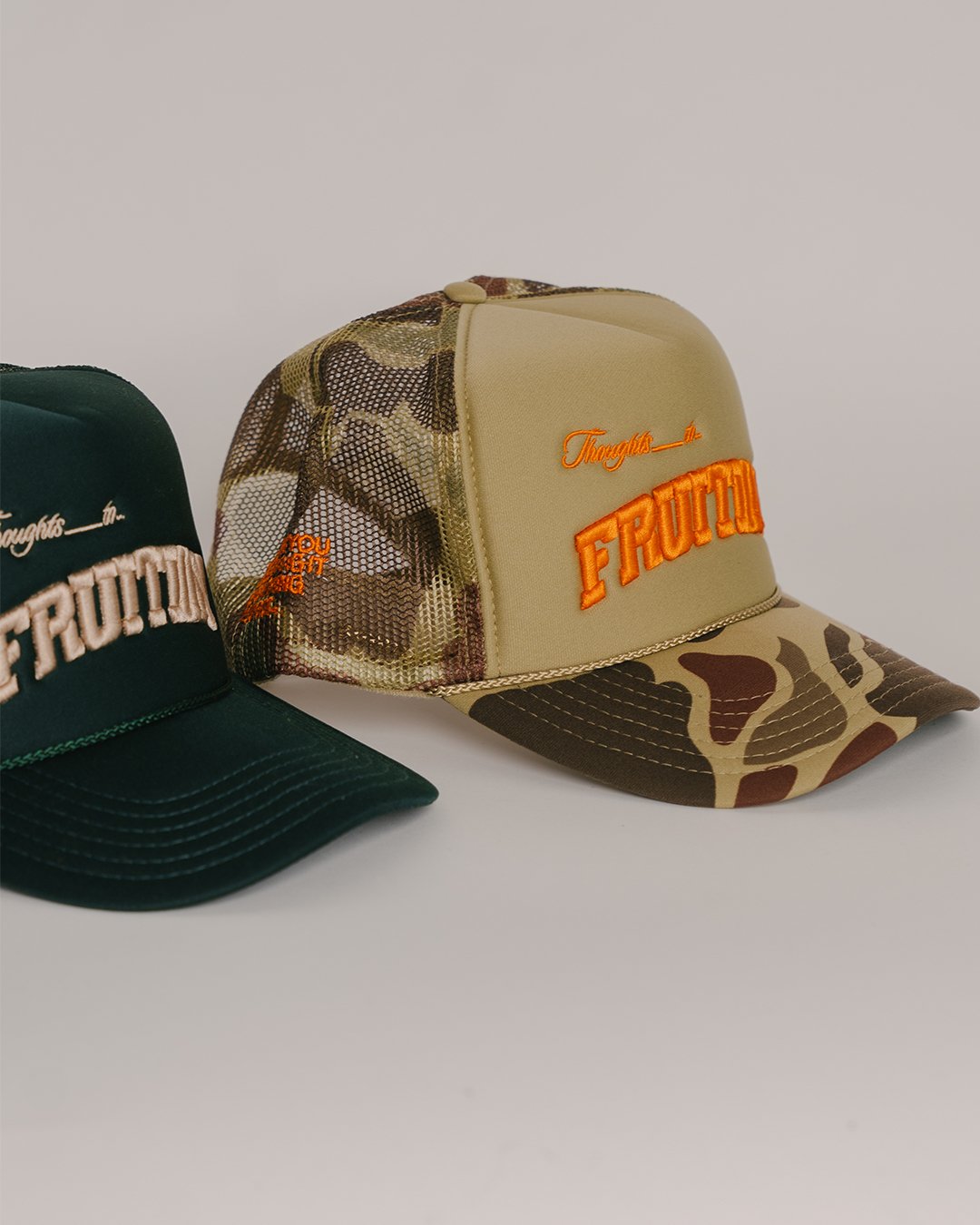 Fruition Light Camo 5 Panel Trucker Hat - trainofthoughtcollective