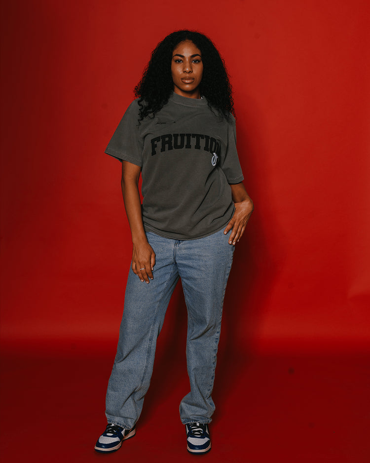 Fruition V2 Applique Oversized Cement Tee - trainofthoughtcollective