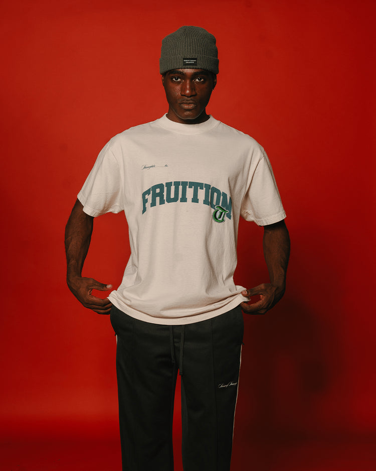 Fruition V2 Applique Oversized Cream Tee - trainofthoughtcollective