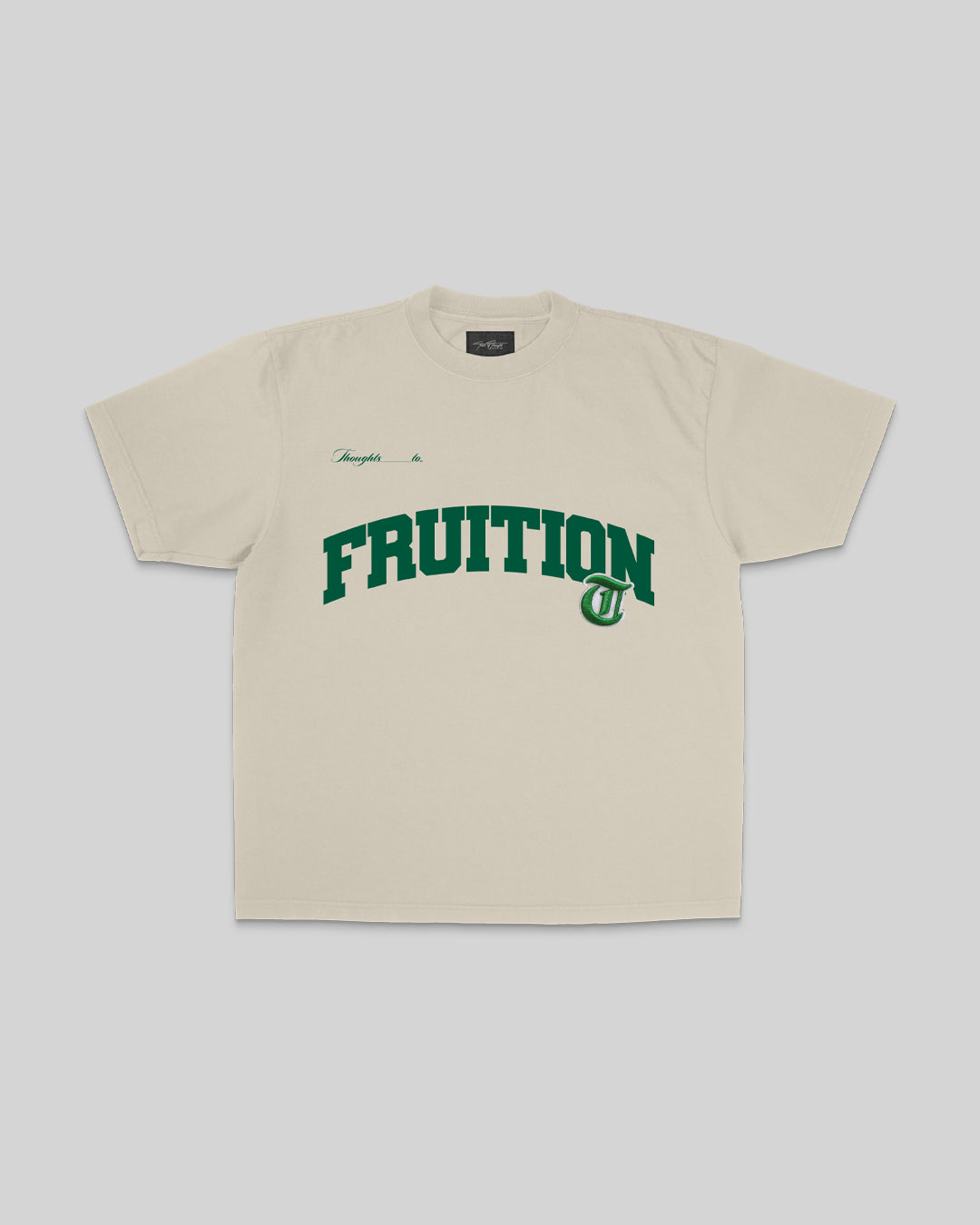 Fruition V2 Applique Oversized Cream Tee - trainofthoughtcollective