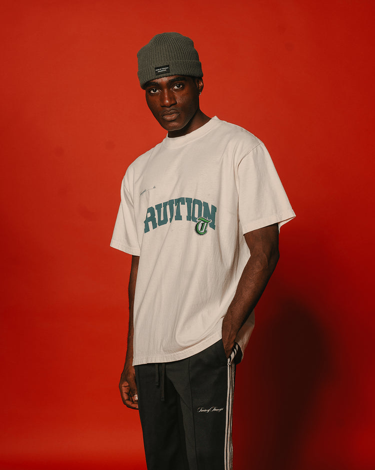 Fruition V2 Applique Oversized Cream Tee - trainofthoughtcollective