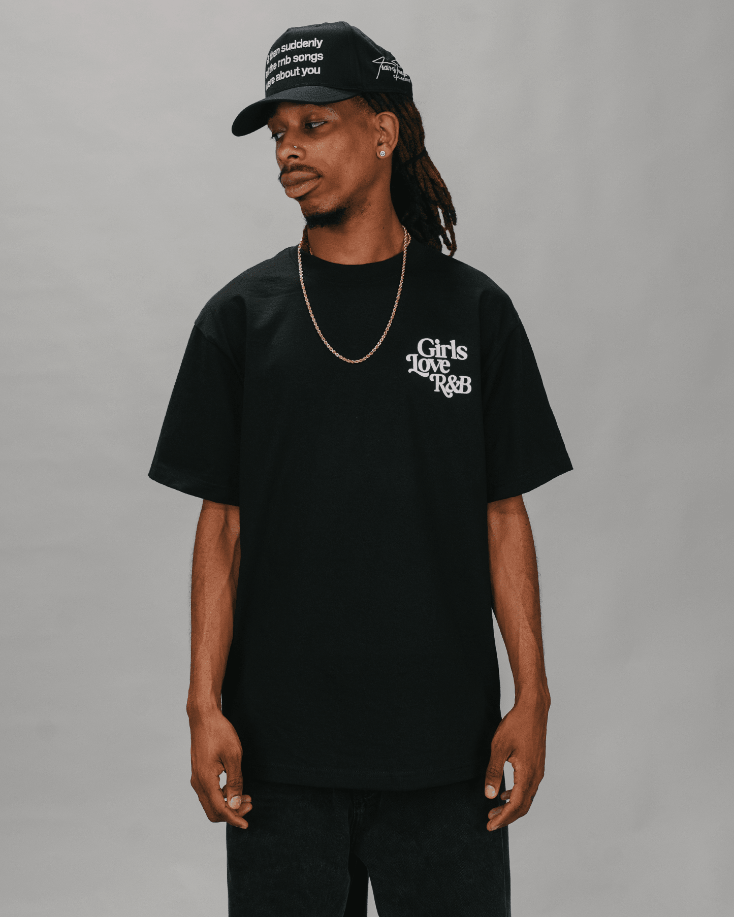 Girls Love R&B V1 | Heavyweight Black Graphic Tee - trainofthoughtcollective
