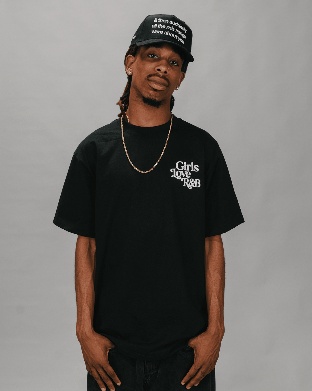 Girls Love R&amp;B V1 | Heavyweight Black Graphic Tee - trainofthoughtcollective