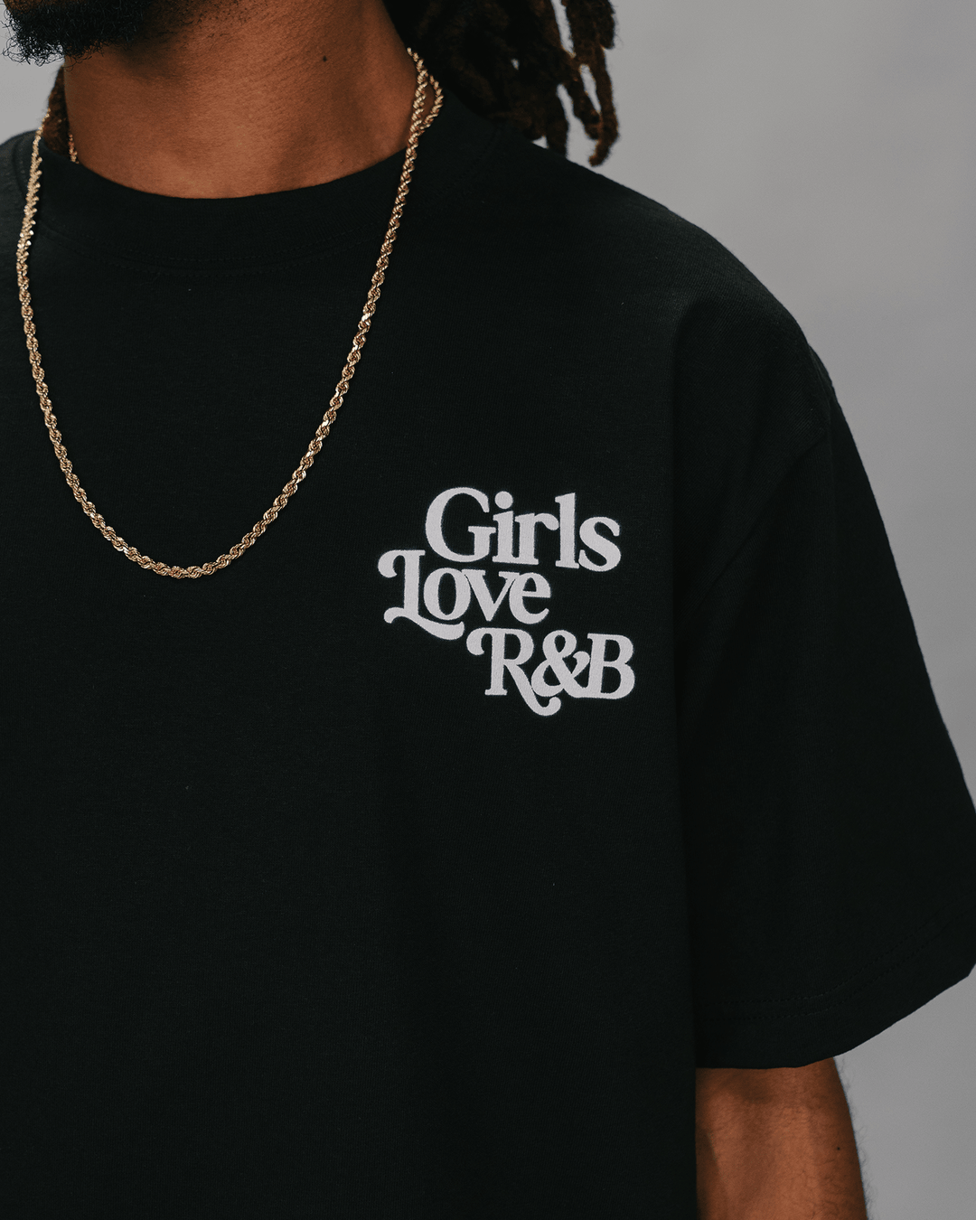 Girls Love R&amp;B V1 | Heavyweight Black Graphic Tee - trainofthoughtcollective