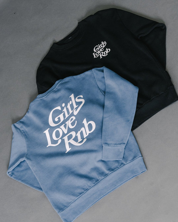 Girls Love Rnb Black Crewneck Sweatshirt - trainofthoughtcollective