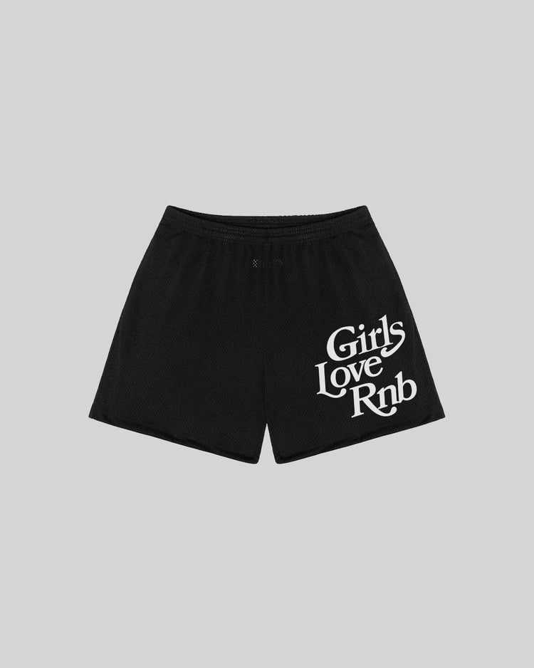 Girls Love Rnb Black Mesh Shorts - trainofthoughtcollective