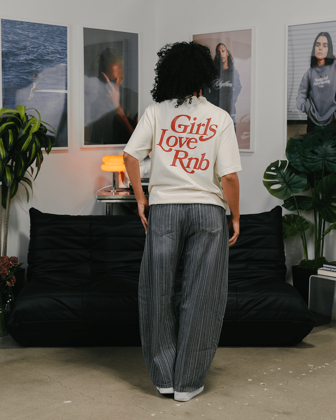 Girls Love Rnb Oversized Cream Tee - trainofthoughtcollective