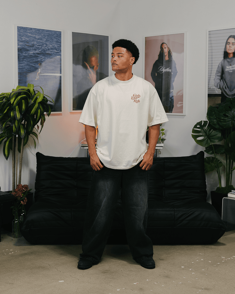Girls Love Rnb Oversized Cream Tee - trainofthoughtcollective