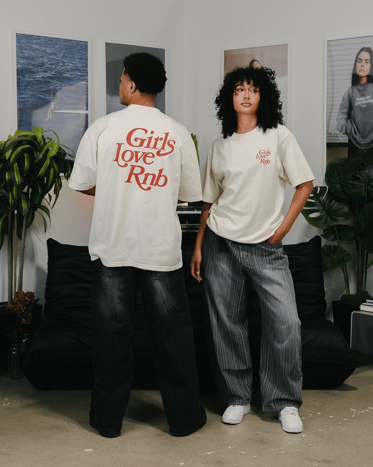 Girls Love Rnb Oversized Cream Tee - trainofthoughtcollective