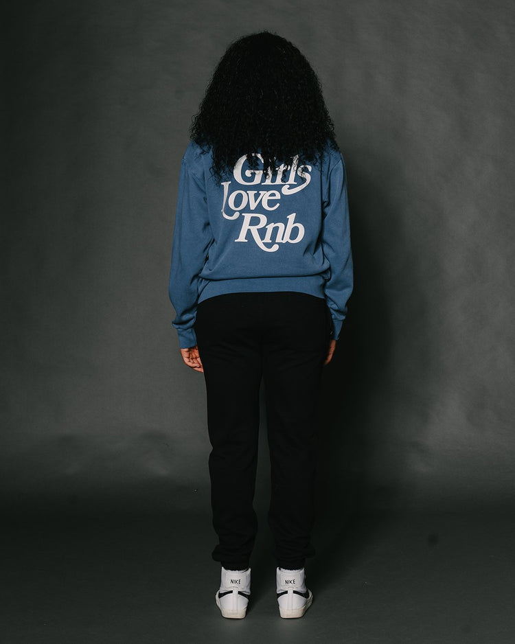 Girls Love Rnb Pebble Blue Crewneck Sweatshirt - trainofthoughtcollective