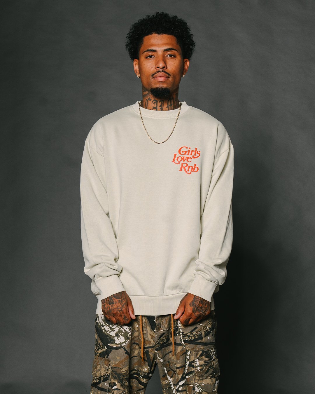 Girls Love Rnb | Puff Print Crewneck Sweatshirt - trainofthoughtcollective