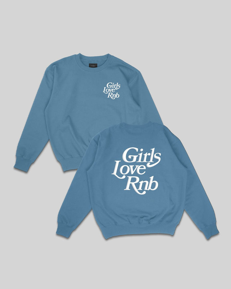 Girls Love Rnb | Puff Print Crewneck Sweatshirt - trainofthoughtcollective