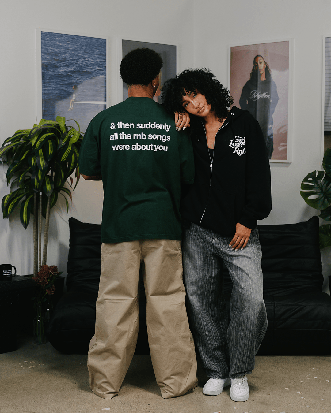 Girls Love Rnb V2 Full Zip Black Hoodie - trainofthoughtcollective