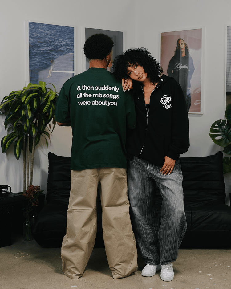 Girls Love Rnb V2 Full Zip Black Hoodie - trainofthoughtcollective