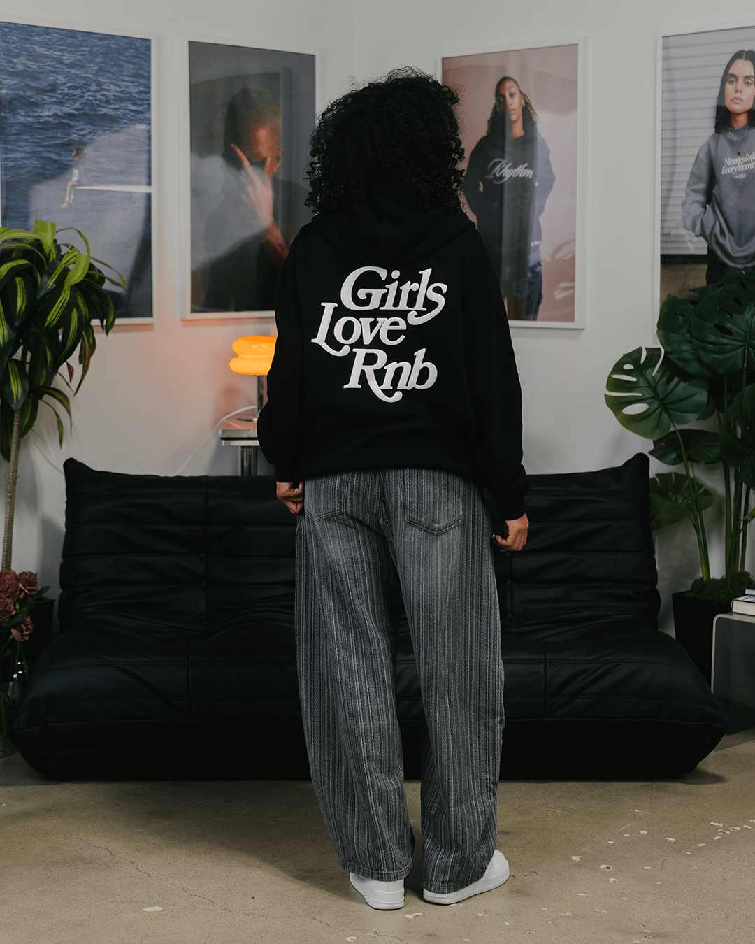 Girls Love Rnb V2 Full Zip Black Hoodie - trainofthoughtcollective