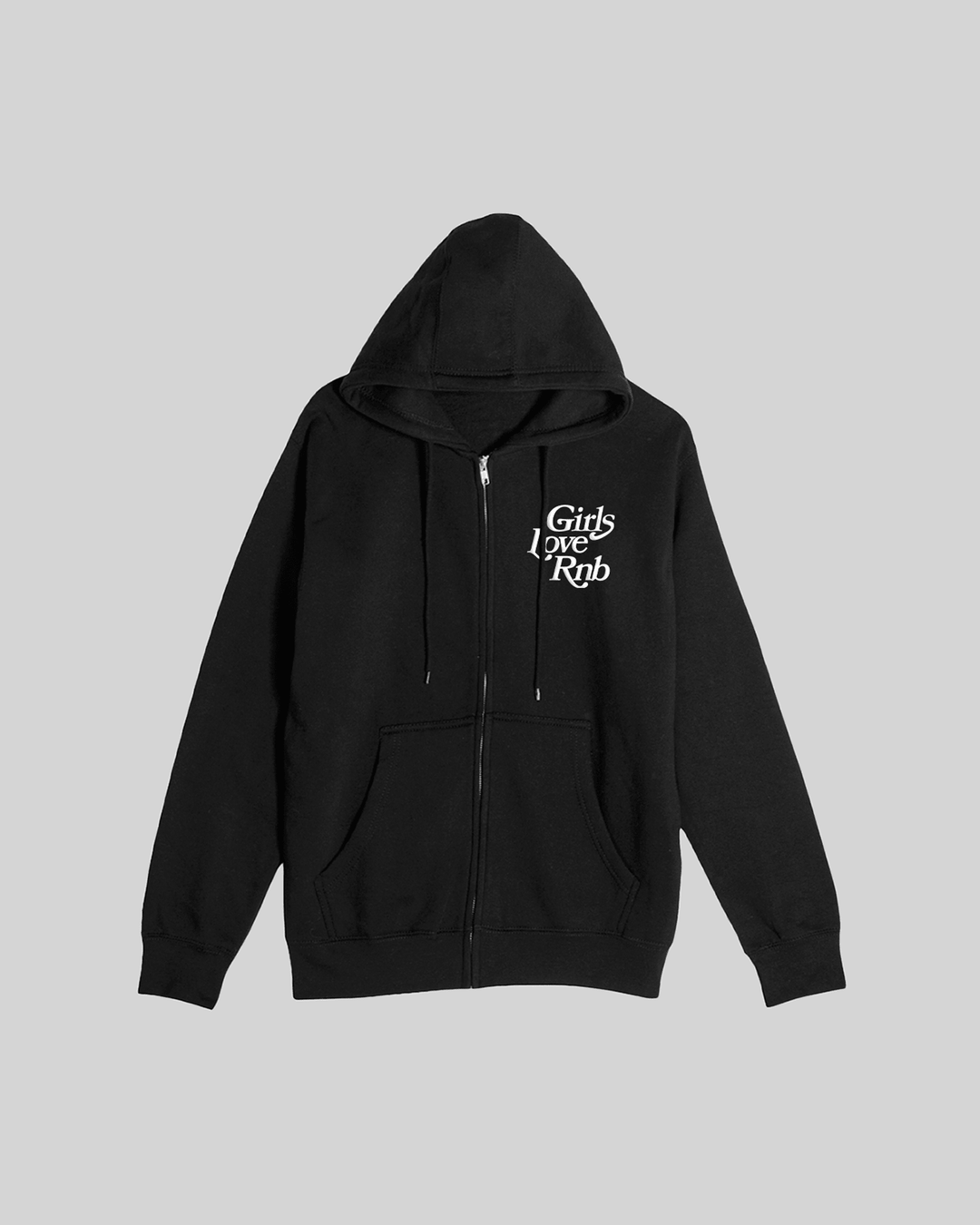Girls Love Rnb V2 Full Zip Black Hoodie - trainofthoughtcollective