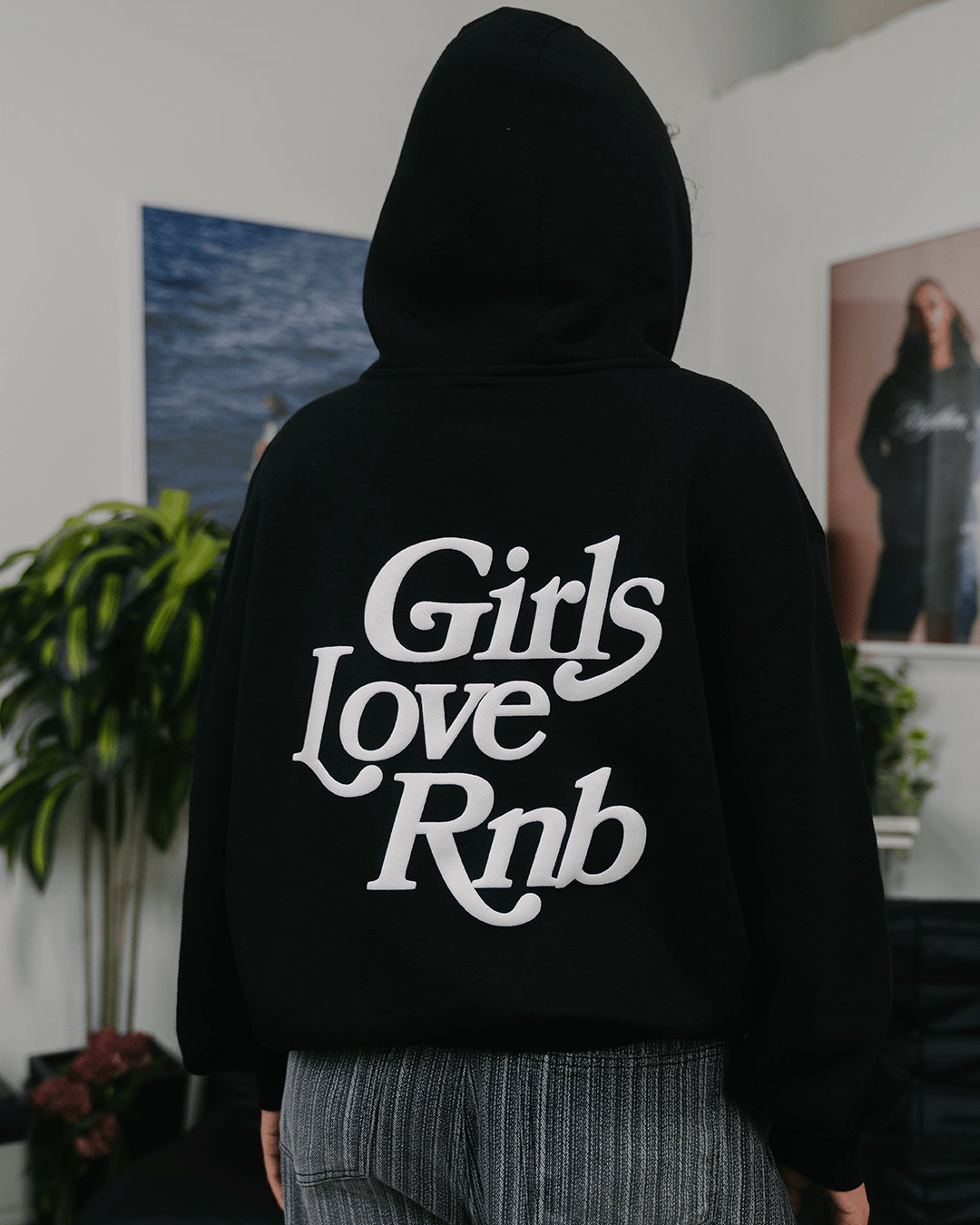 Girls Love Rnb V2 Full Zip Black Hoodie - trainofthoughtcollective