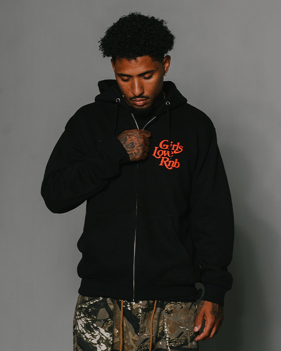 Girls Love Rnb V3 Full Zip Black Hoodie