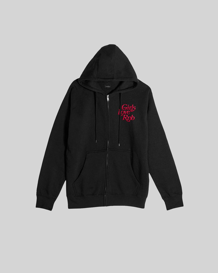 Girls Love Rnb V3 Full Zip Black Hoodie - trainofthoughtcollective