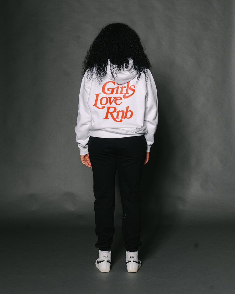 Girls Love Rnb White Hoodie - trainofthoughtcollective