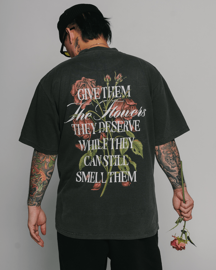 Give Them Flowers | Oversized Shadow Graphic Tee - trainofthoughtcollective