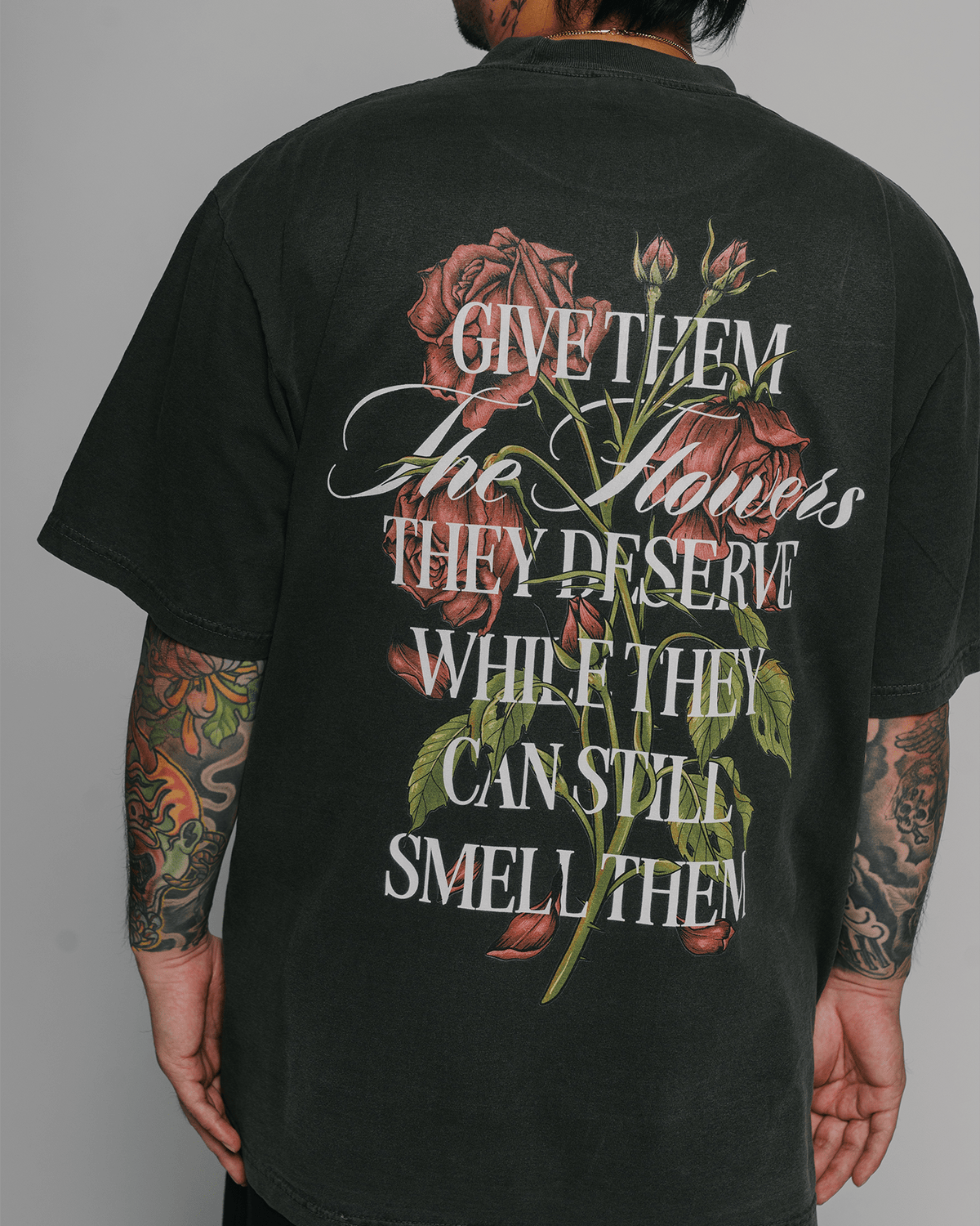 Give Them Flowers | Oversized Shadow Graphic Tee - trainofthoughtcollective