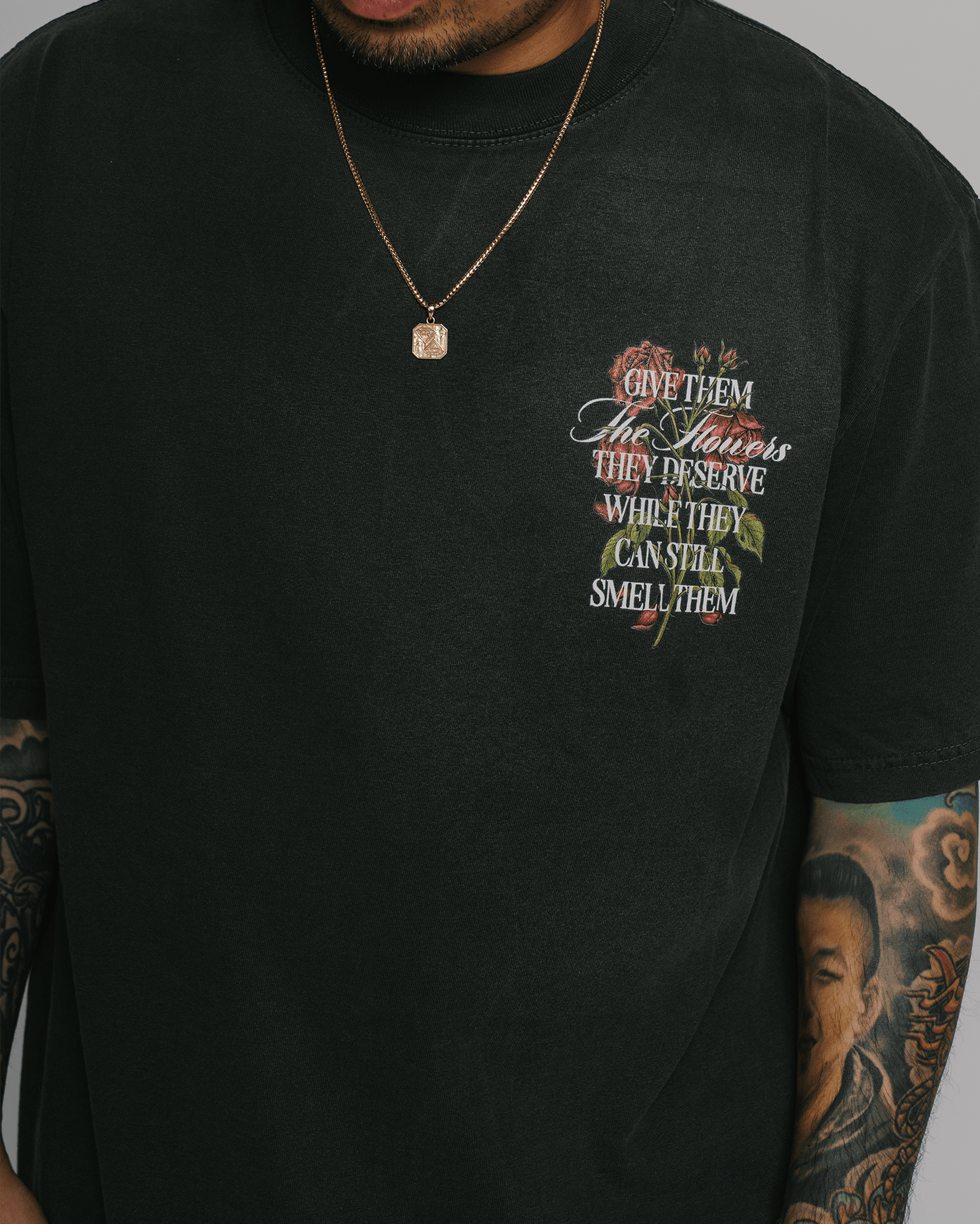Give Them Flowers | Oversized Shadow Graphic Tee - trainofthoughtcollective