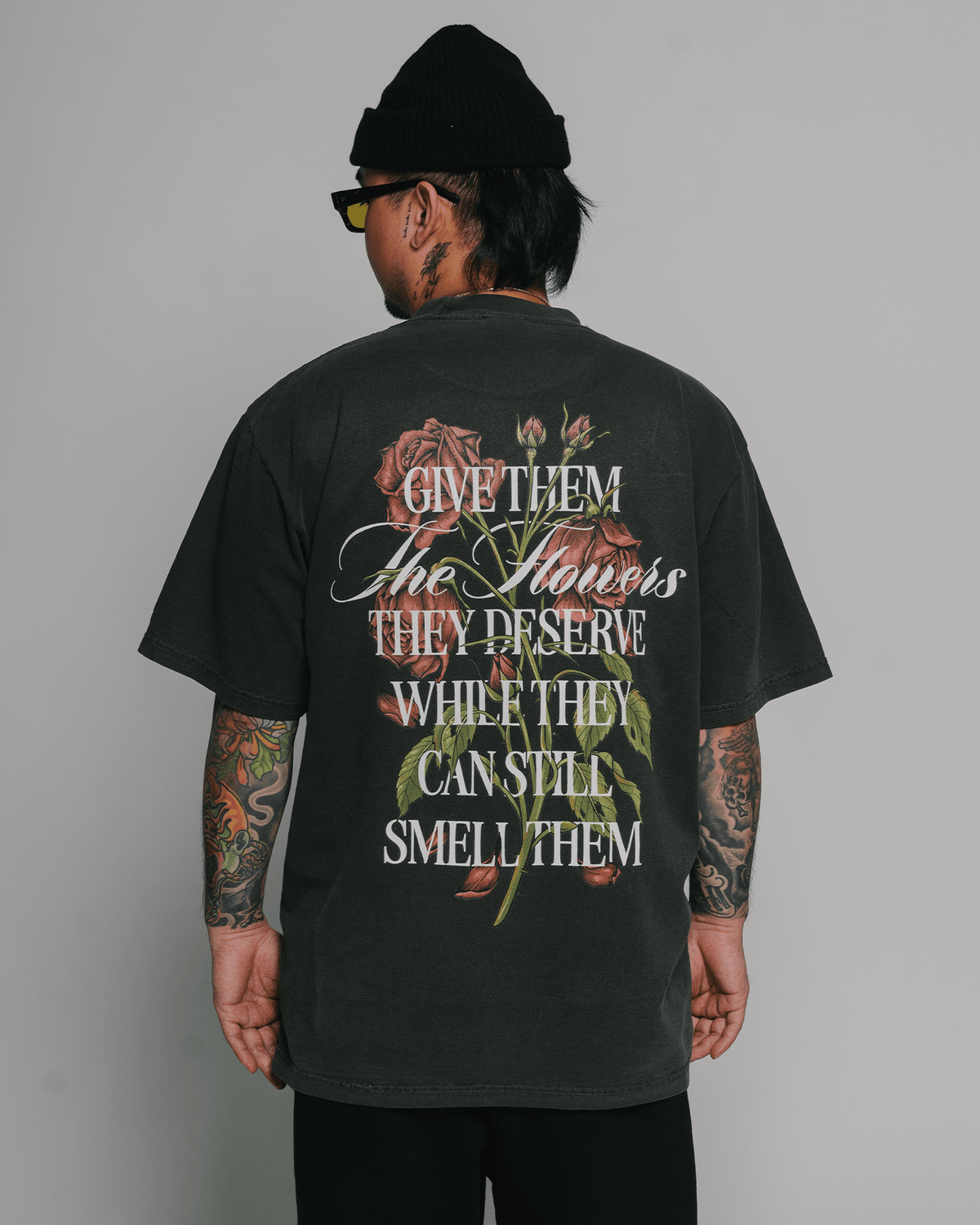 Give Them Flowers | Oversized Shadow Graphic Tee - trainofthoughtcollective
