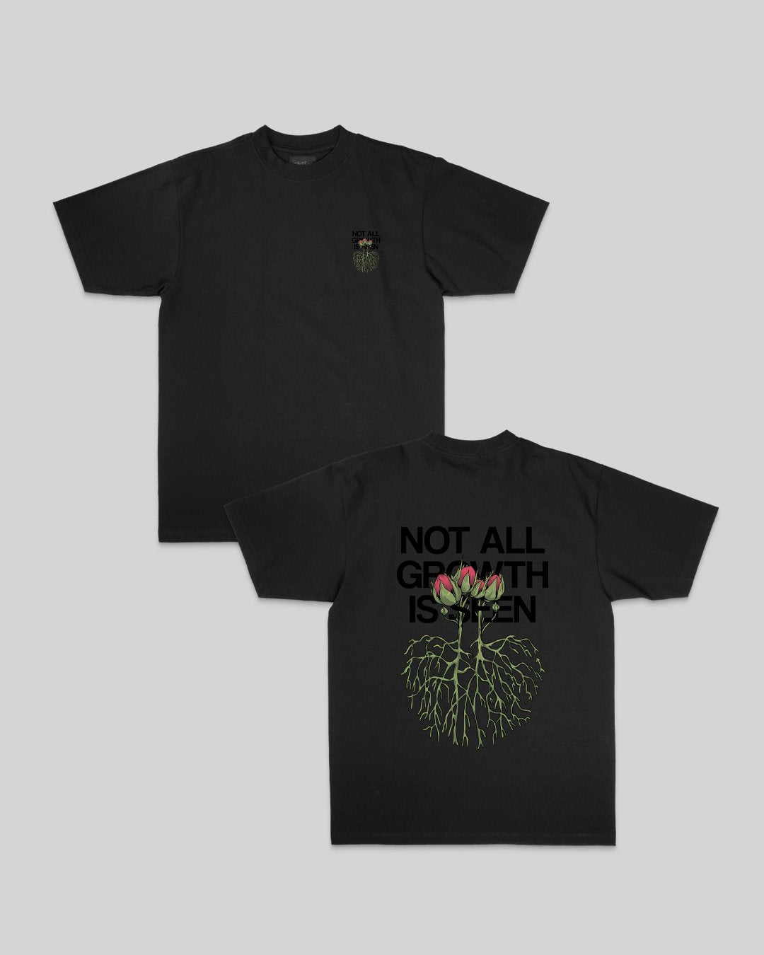 Growth Not Seen Black Tee - trainofthoughtcollective