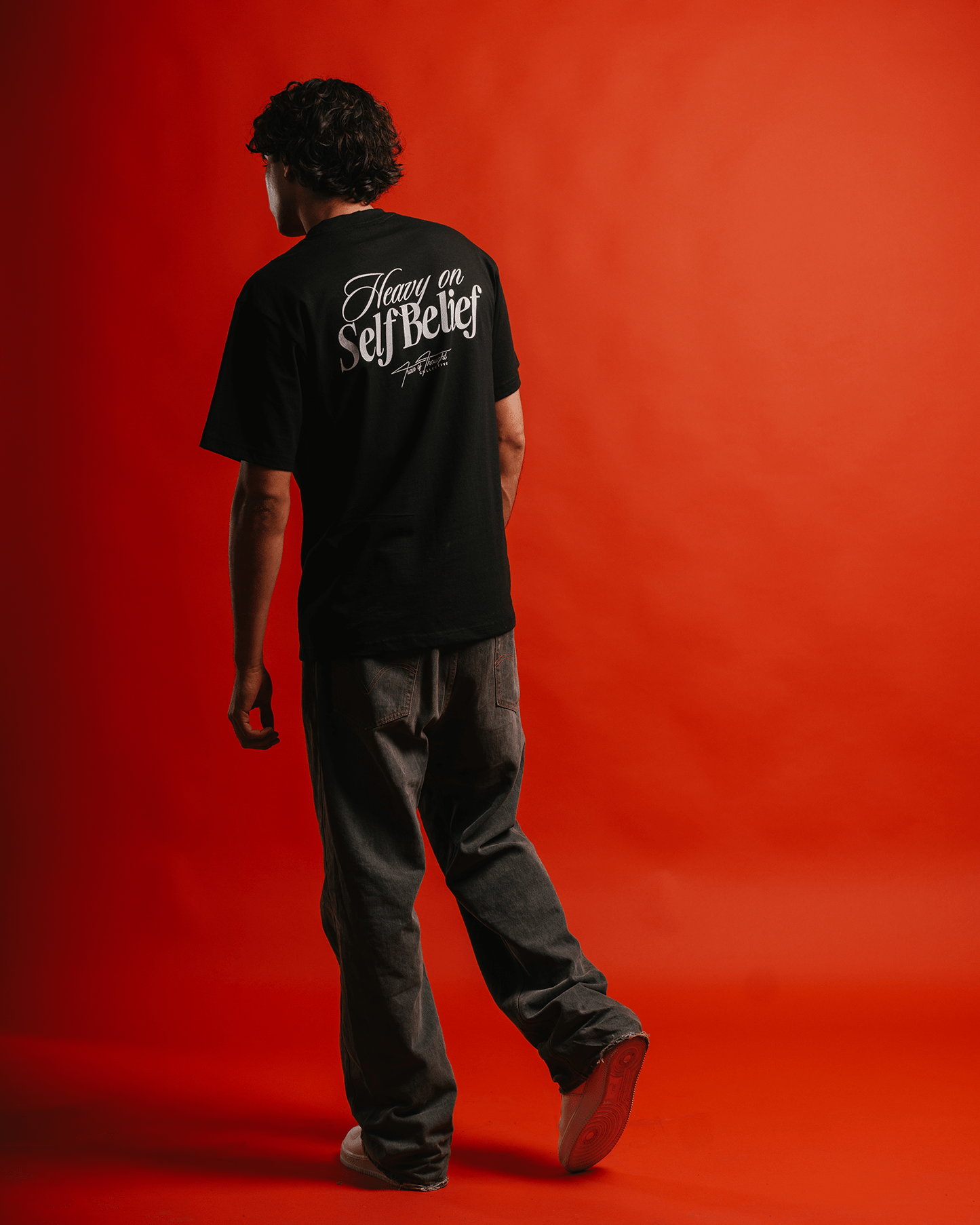 Heavy On Self Belief Black Tee - trainofthoughtcollective