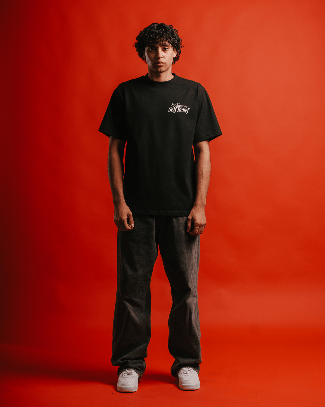 Heavy On Self Belief Black Tee - trainofthoughtcollective