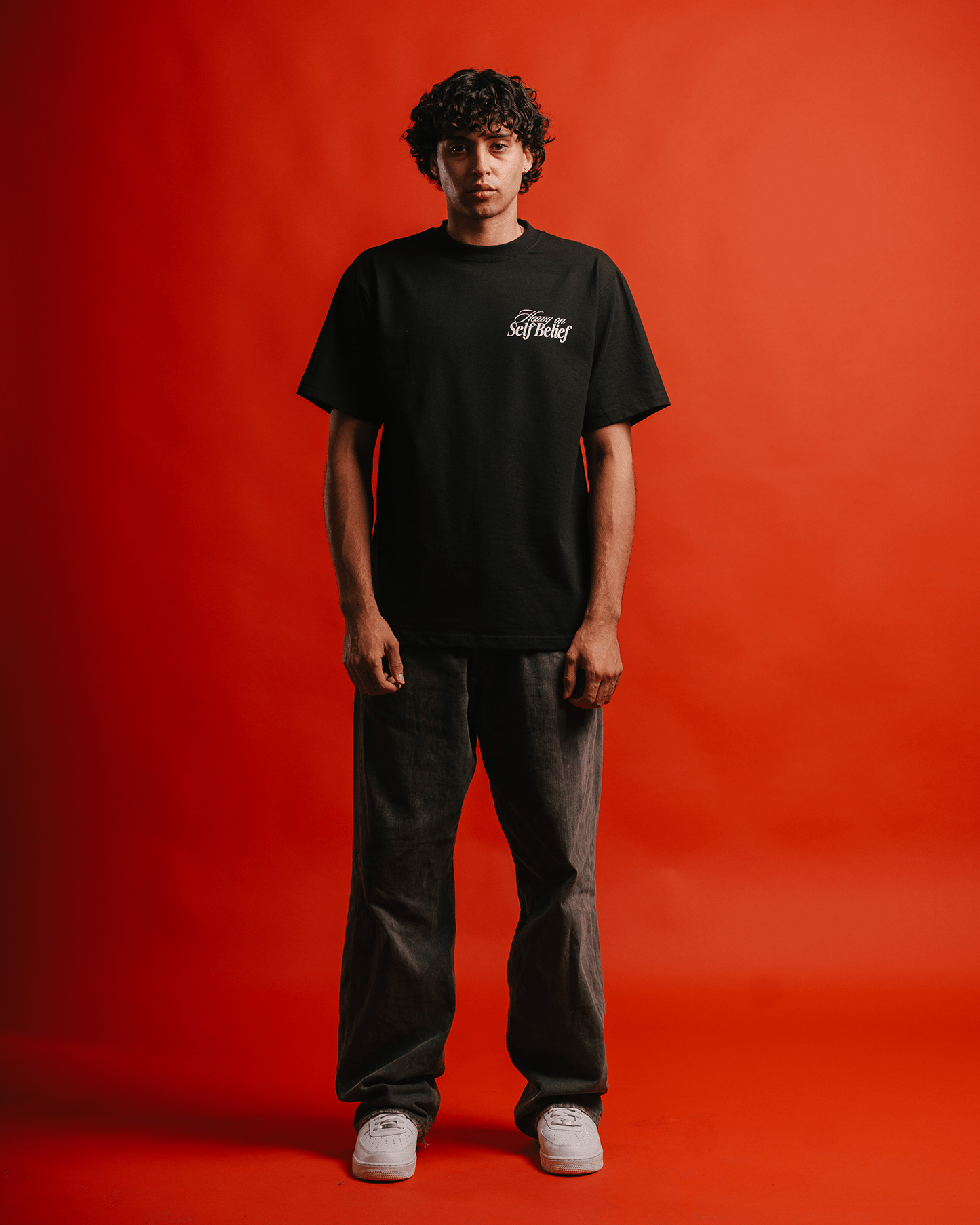 Heavy On Self Belief Black Tee - trainofthoughtcollective