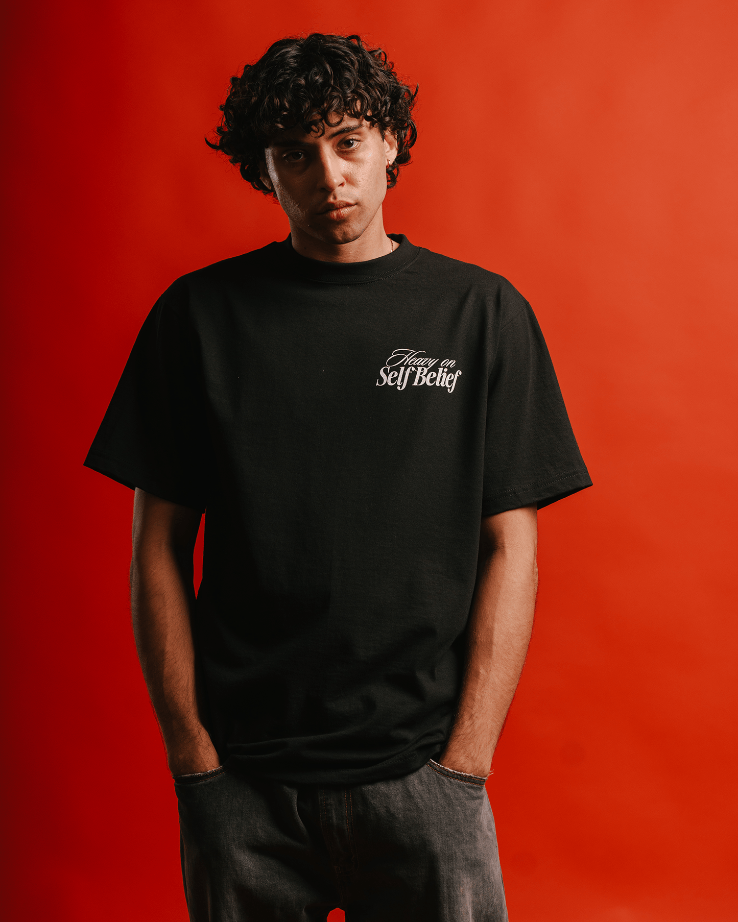 Heavy On Self Belief Black Tee - trainofthoughtcollective