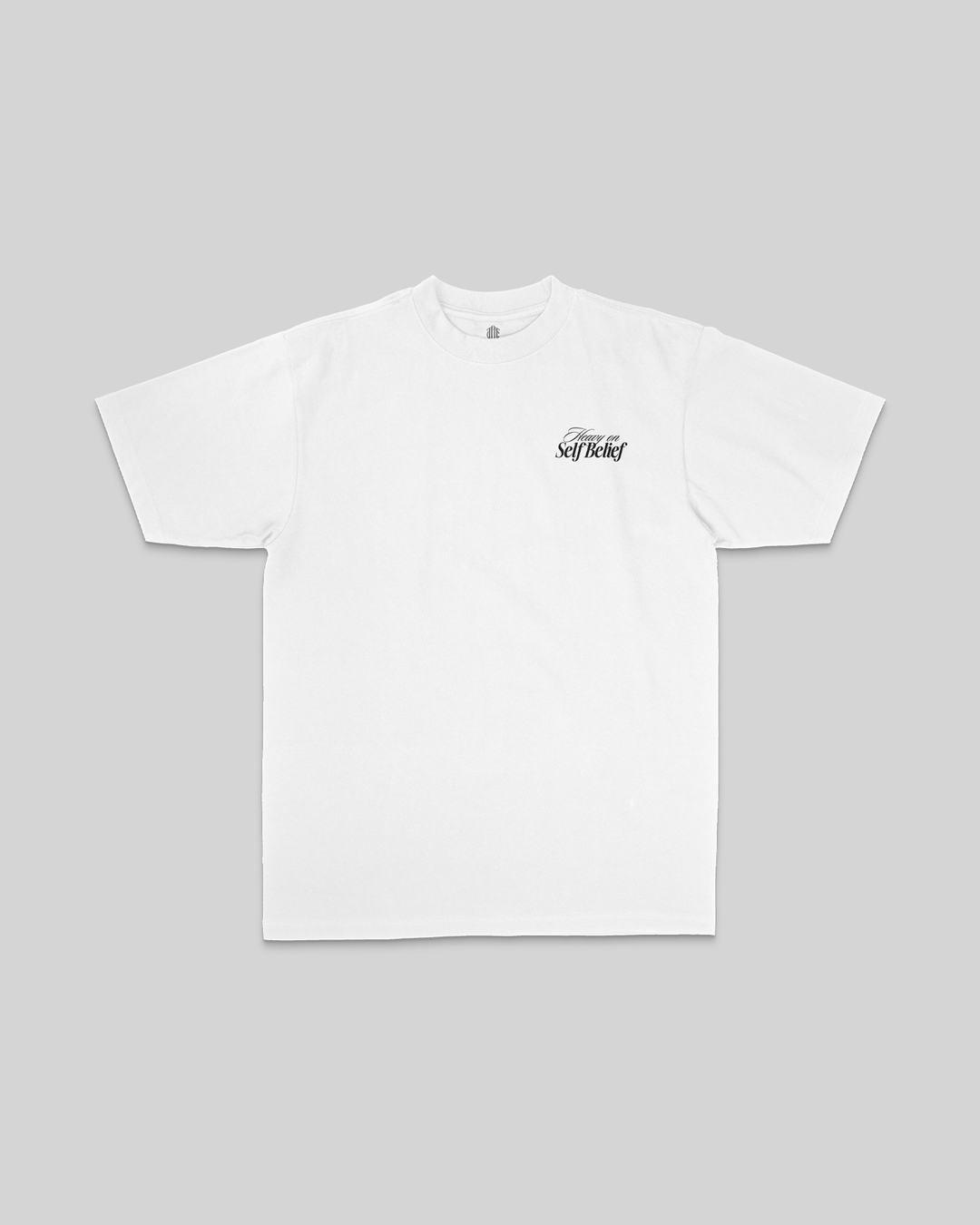 Heavy On Self Belief White Tee - trainofthoughtcollective