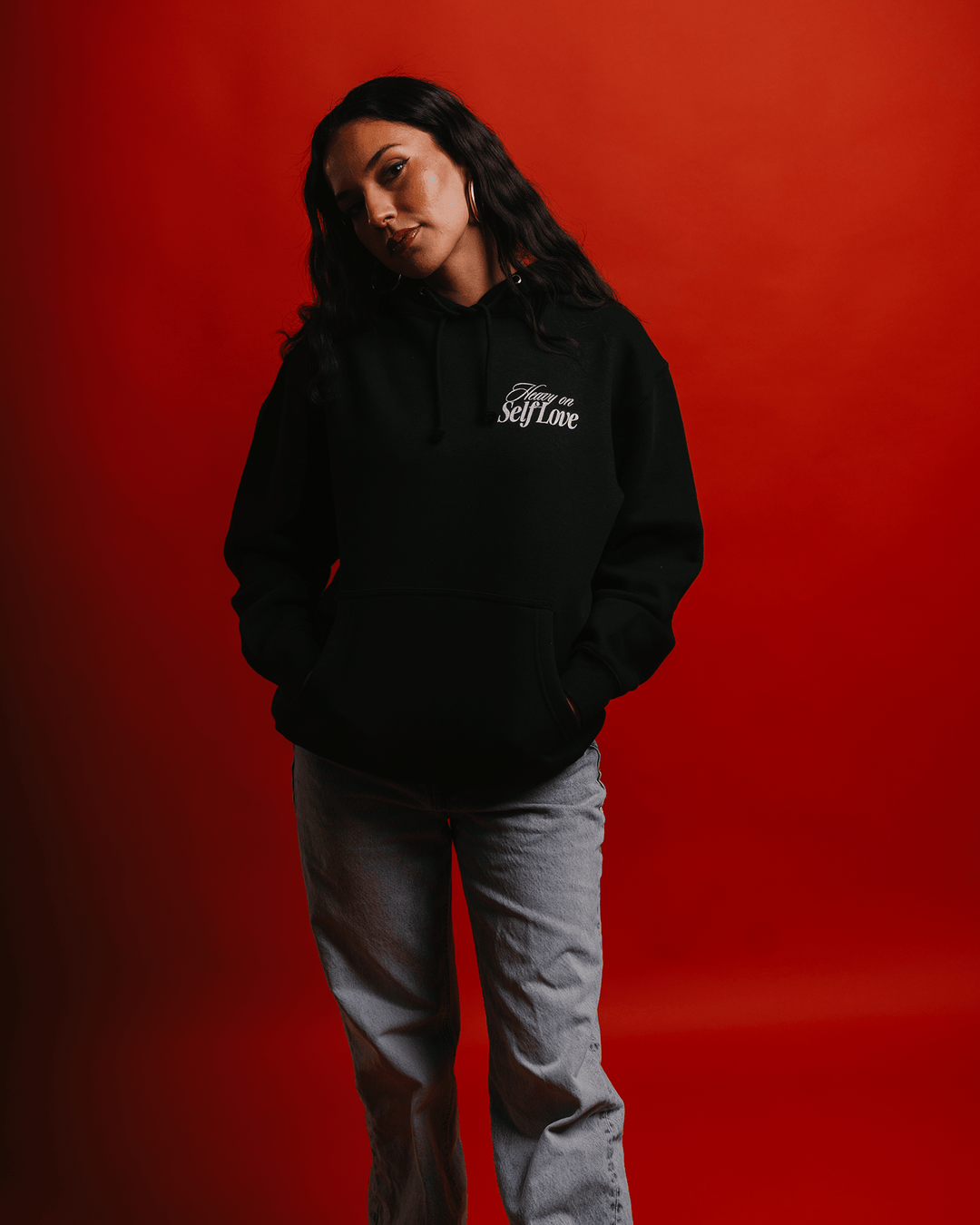 Heavy On Self Love Black Hoodie - trainofthoughtcollective