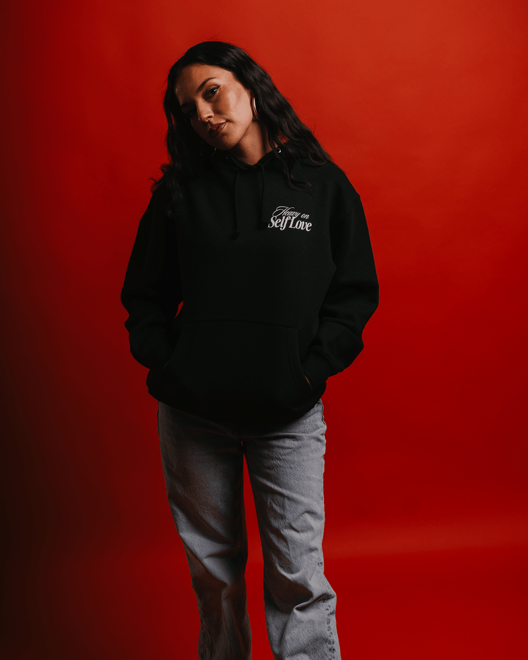 Heavy On Self Love Black Hoodie - trainofthoughtcollective