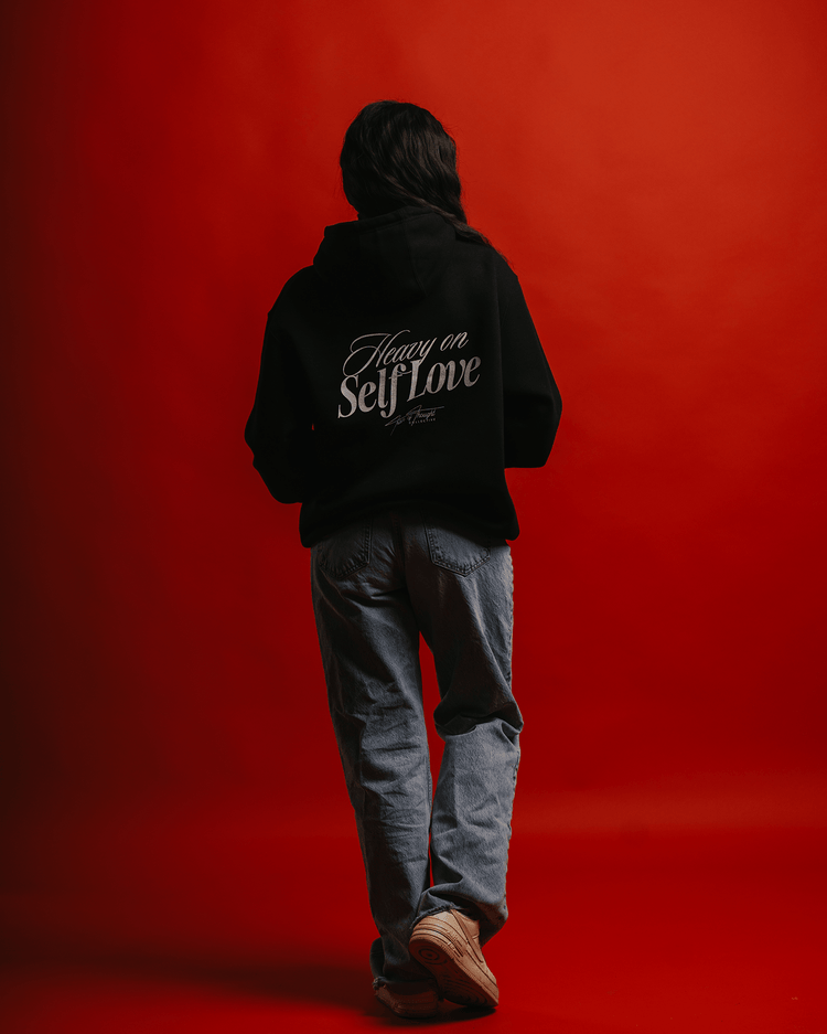 Heavy On Self Love Black Hoodie - trainofthoughtcollective