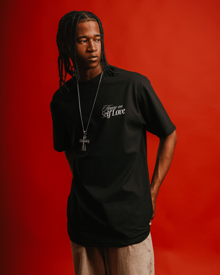 Heavy On Self Love Black Tee - trainofthoughtcollective