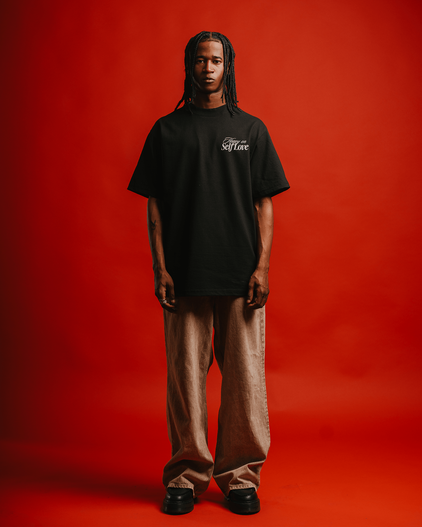 Heavy On Self Love Black Tee - trainofthoughtcollective
