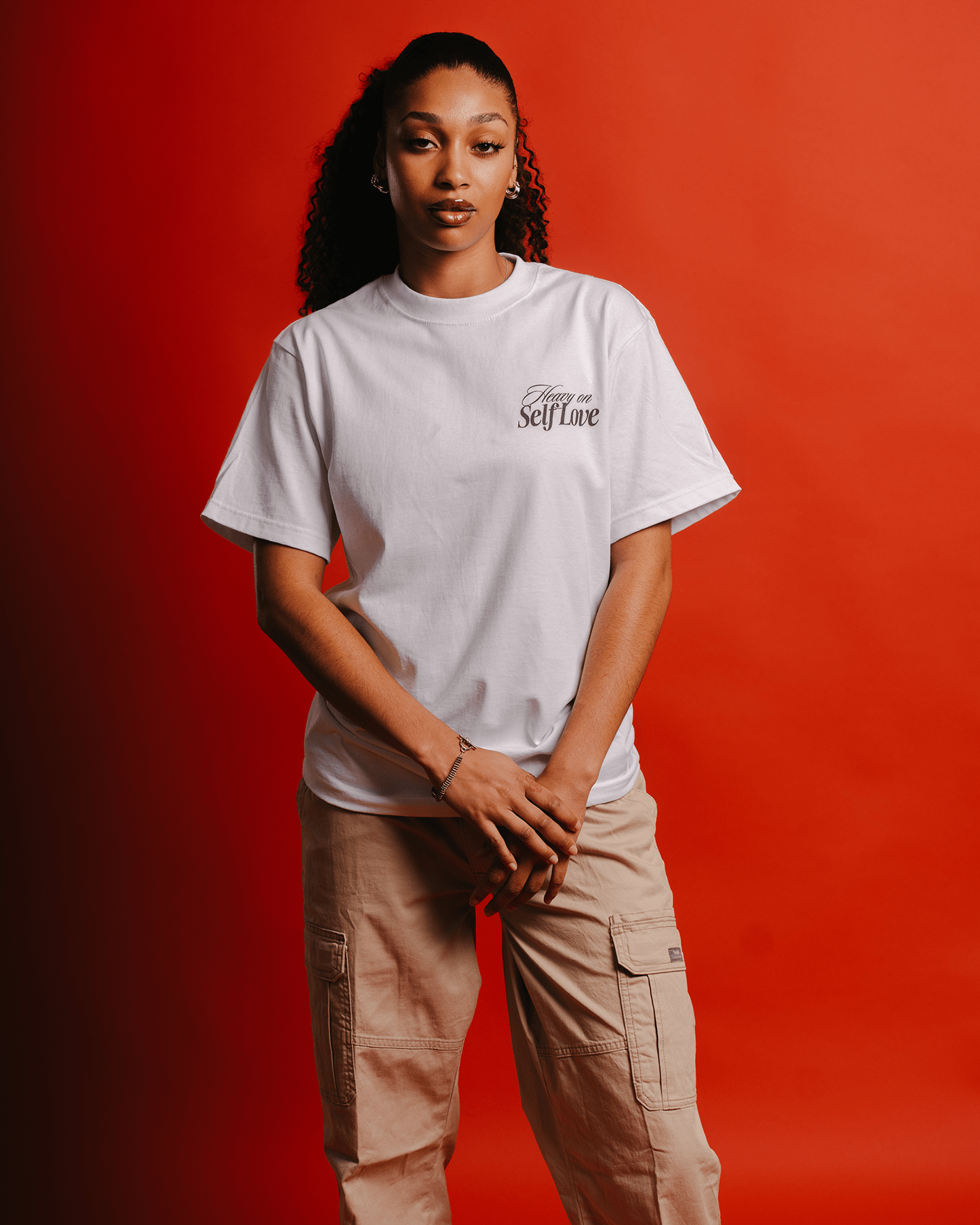 Heavy On Self Love White Tee - trainofthoughtcollective