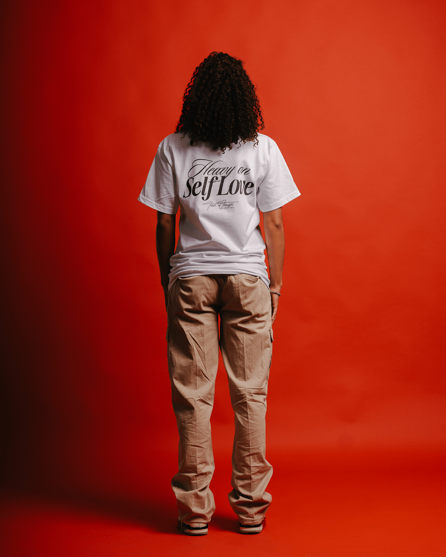 Heavy On Self Love White Tee - trainofthoughtcollective