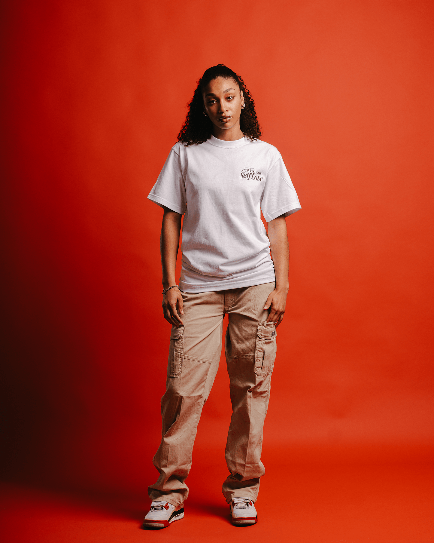 Heavy On Self Love White Tee - trainofthoughtcollective