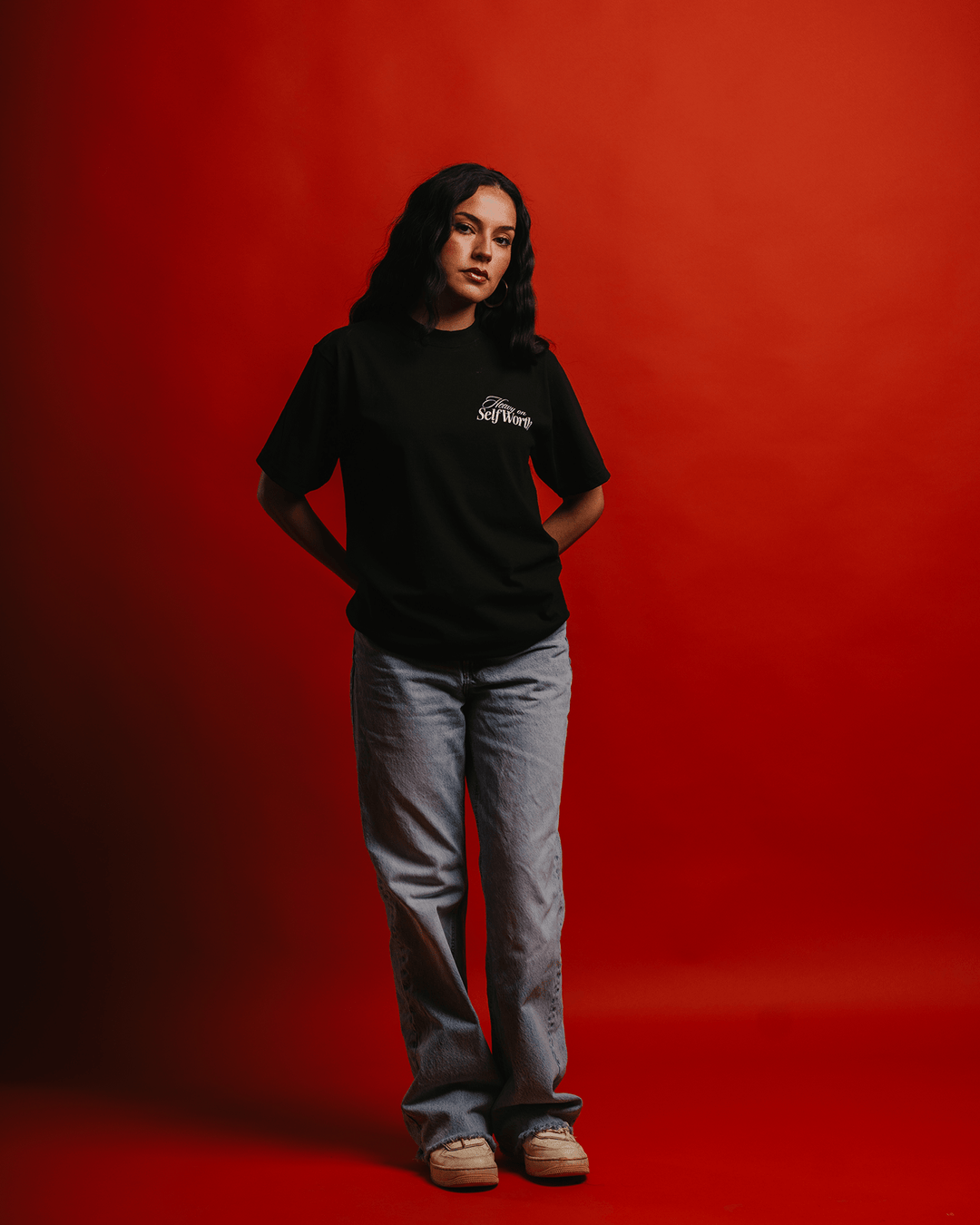 Heavy On Self Worth Black Tee - trainofthoughtcollective